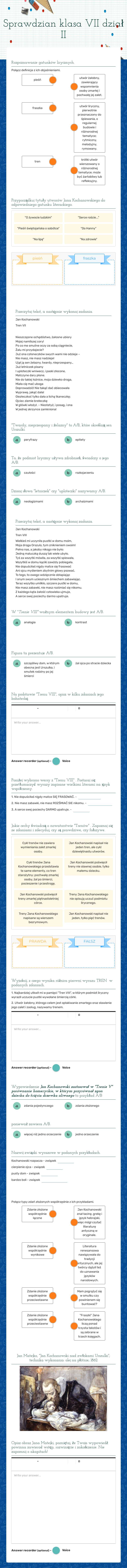 Sprawdzian
klasa VII dział II worksheet preview image