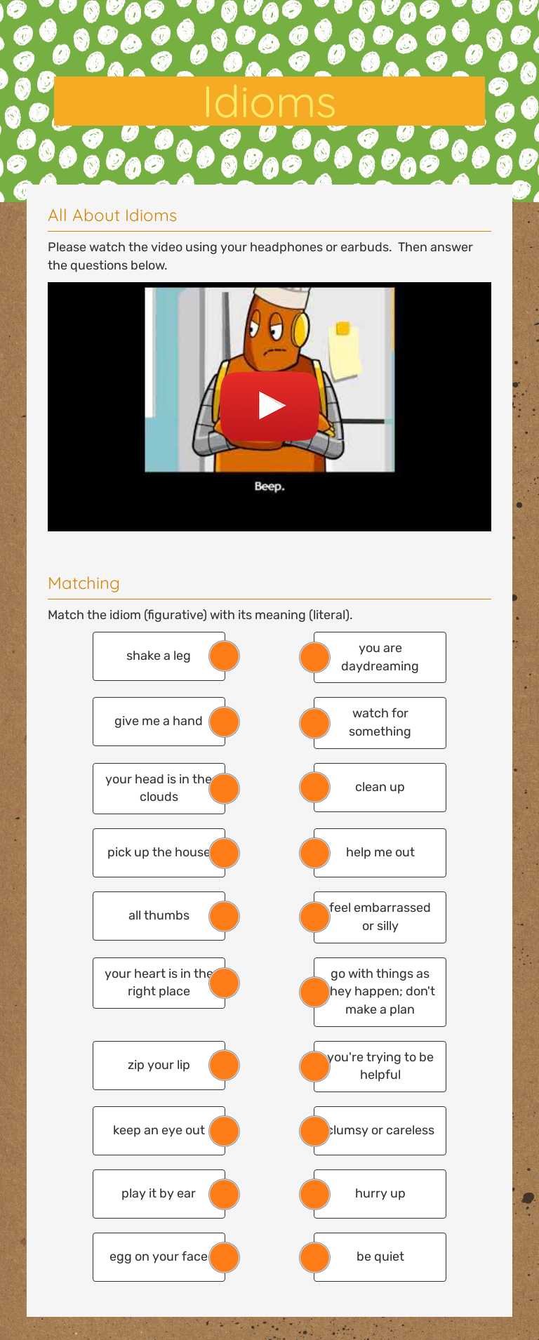Idioms worksheet preview