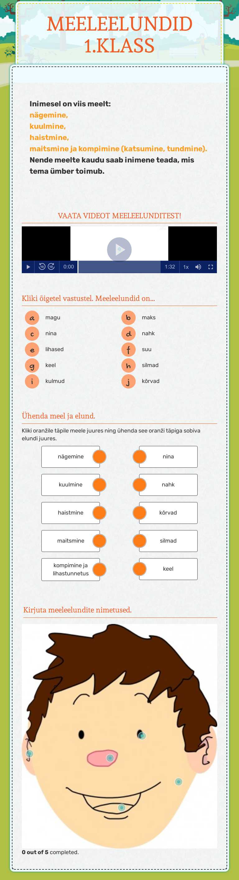 MEELEELUNDID  1.KLASS worksheet preview image