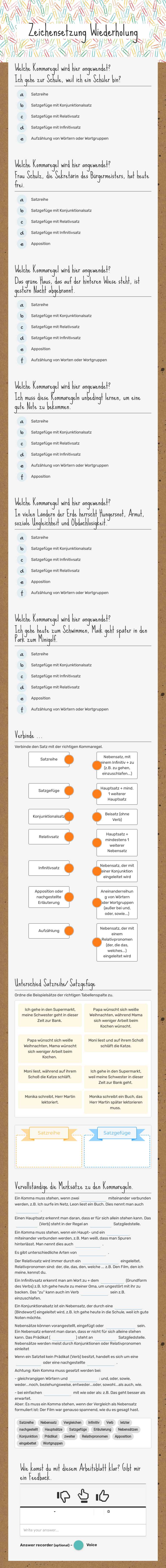 Zeichensetzung Wiederholung worksheet preview image