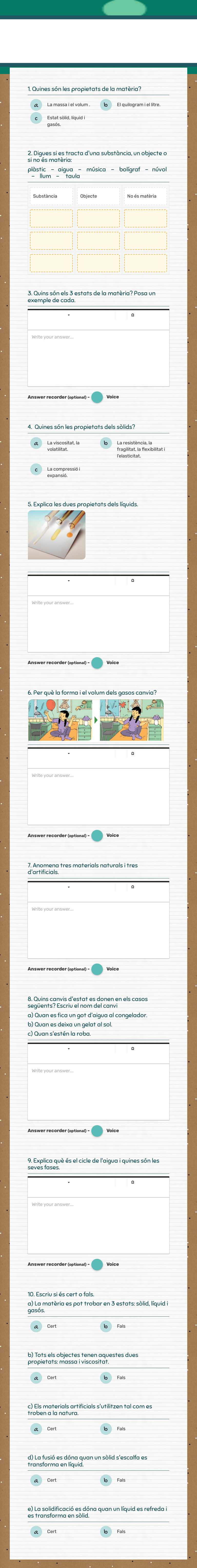 5. La matèria worksheet preview image