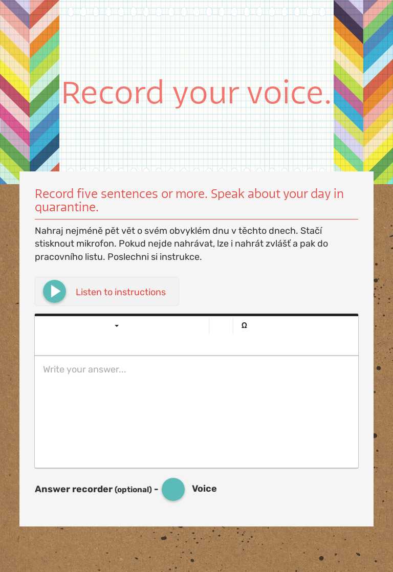 Record your voice. worksheet preview image