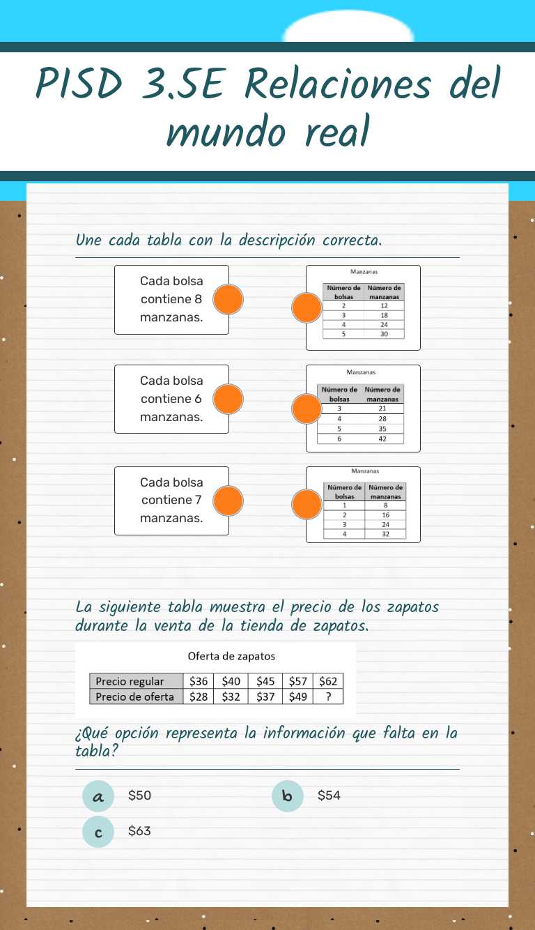PISD 3.5E Relaciones del mundo real worksheet preview image