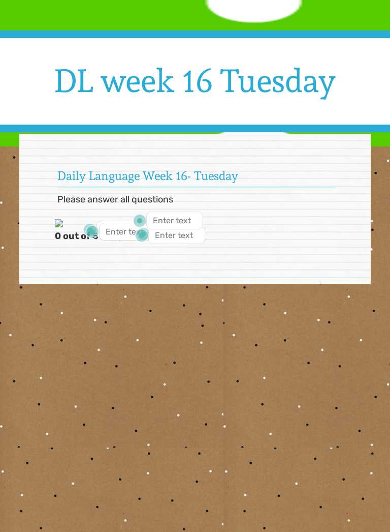 DL week 16
Tuesday worksheet preview image