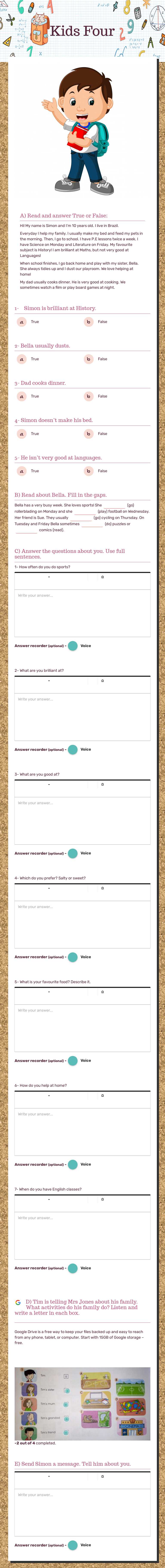 Kids Four worksheet preview image