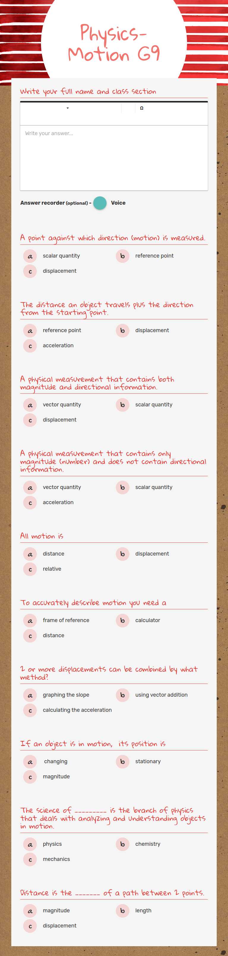 Physics-Motion G9 worksheet preview image