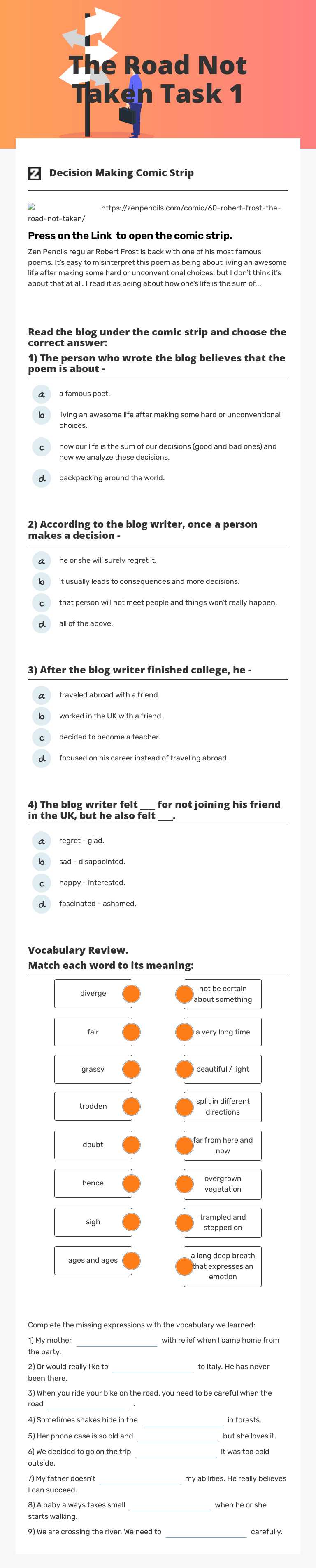 The Road Not Taken
Task 1 worksheet preview image