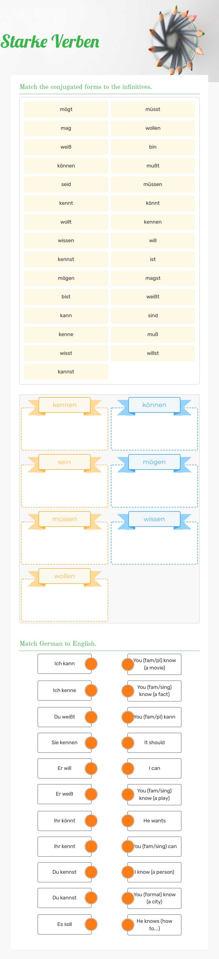 Starke Verben Grade 10 worksheet preview