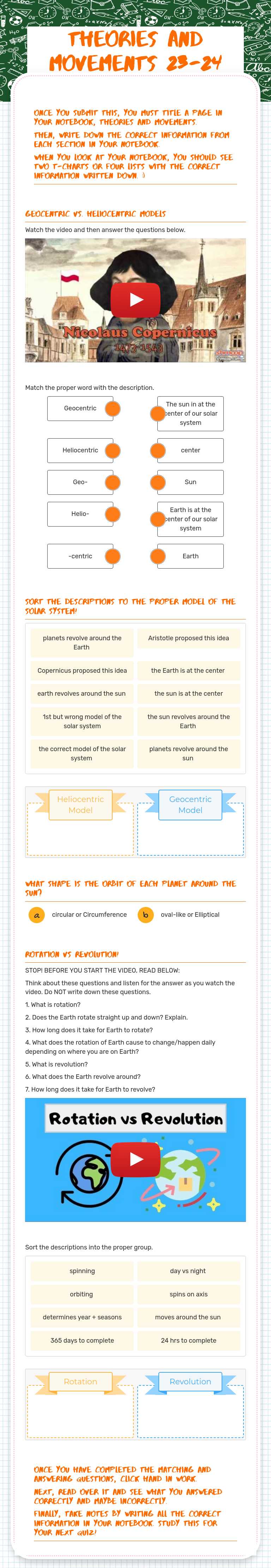 Theories and movements 23-24 worksheet preview image
