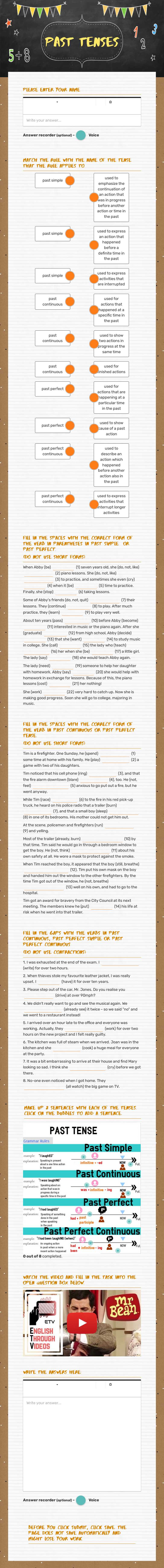 PAST TENSES worksheet preview image