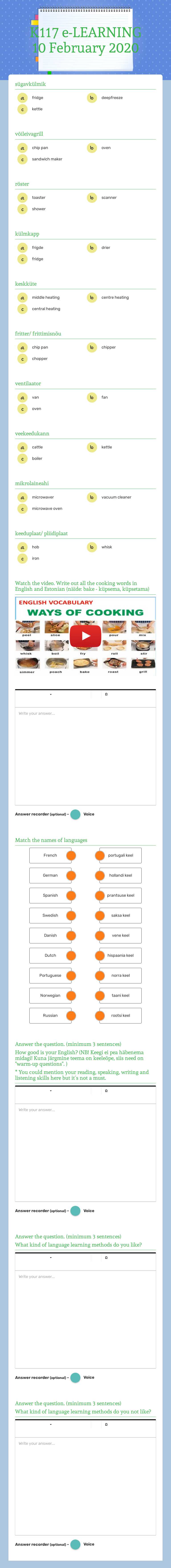 K117 e-LEARNING                  10 February 2020 Grade 10 worksheet preview