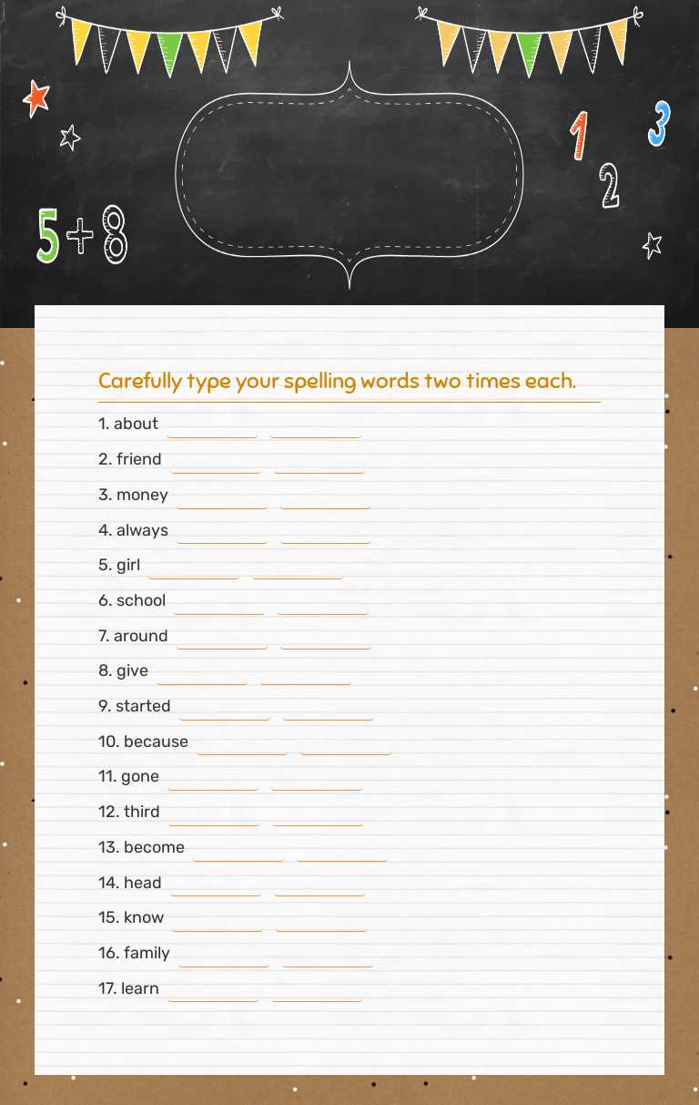 Back To School Spelling Review worksheet preview image