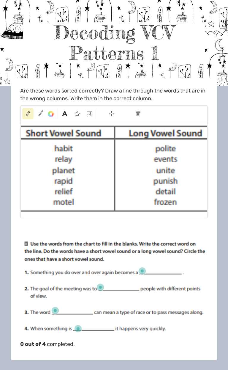 Decoding VCV Patterns 1 worksheet preview image