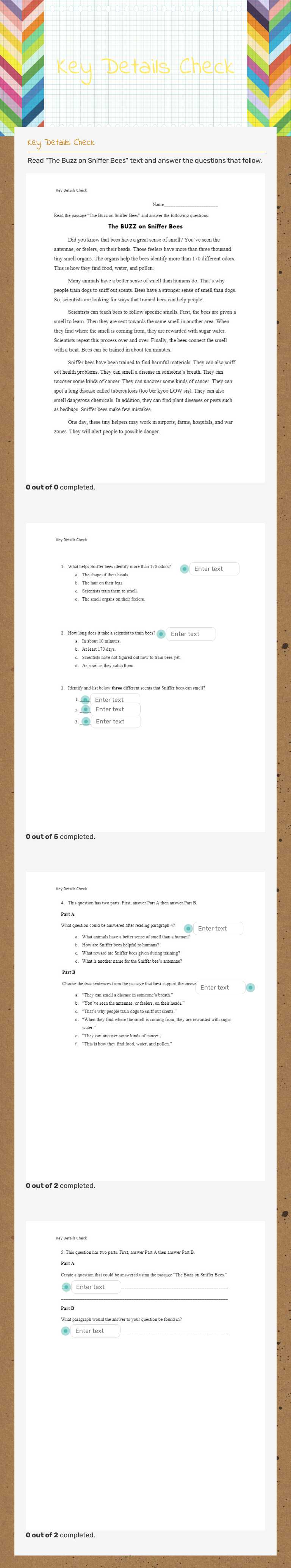 Key Details Check Grade 3 worksheet preview
