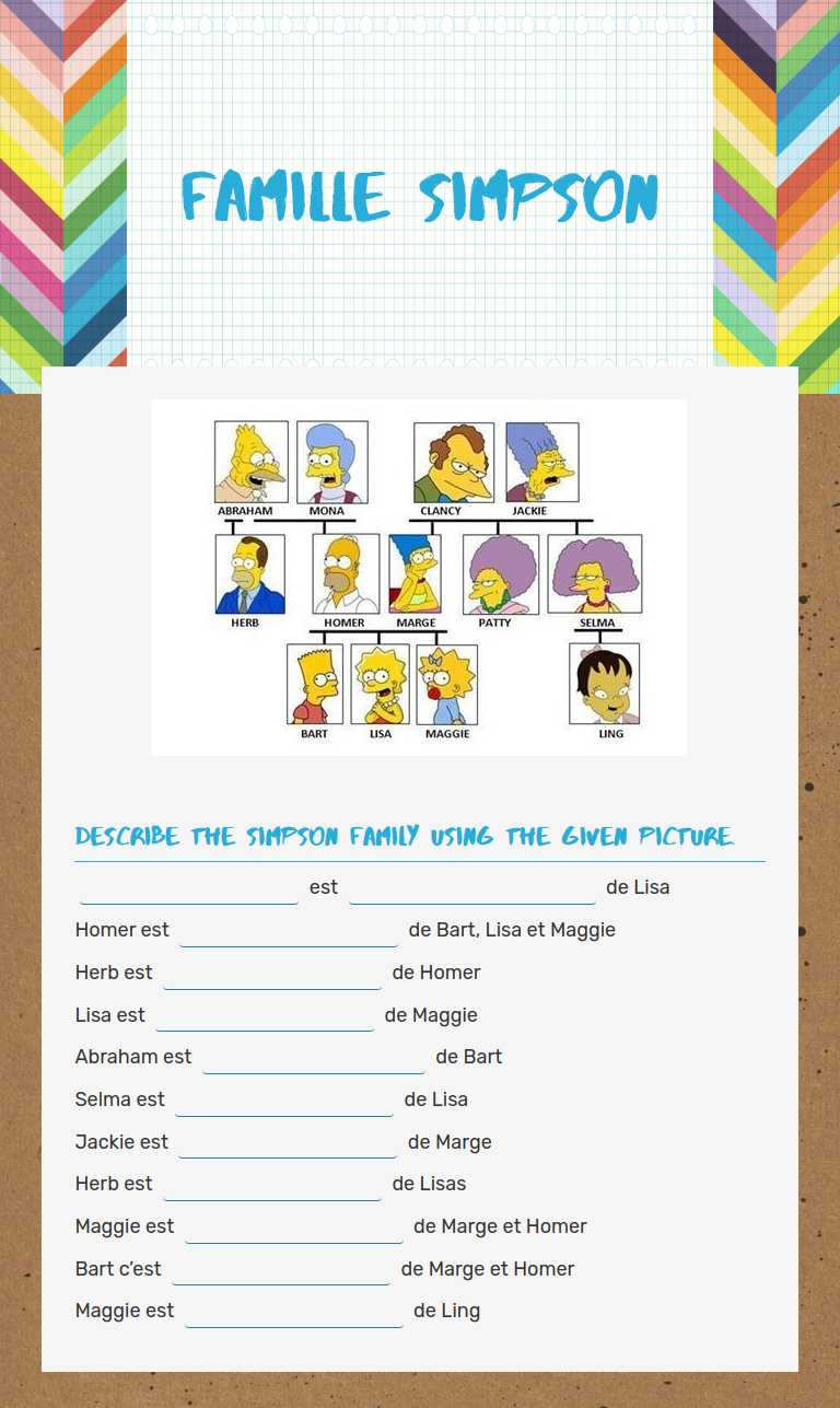 famille Simpson worksheet preview image