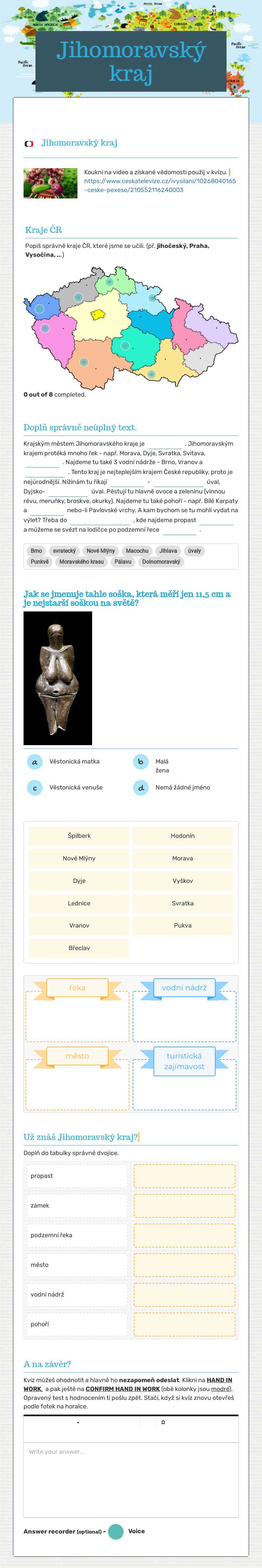 Jihomoravský kraj worksheet preview image