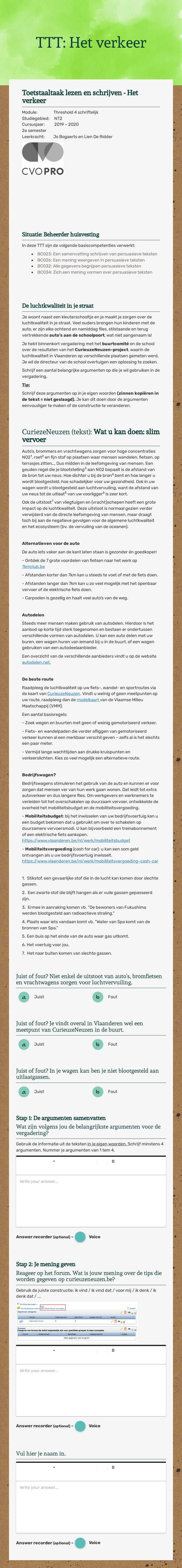 TTT: Het verkeer Other worksheet preview
