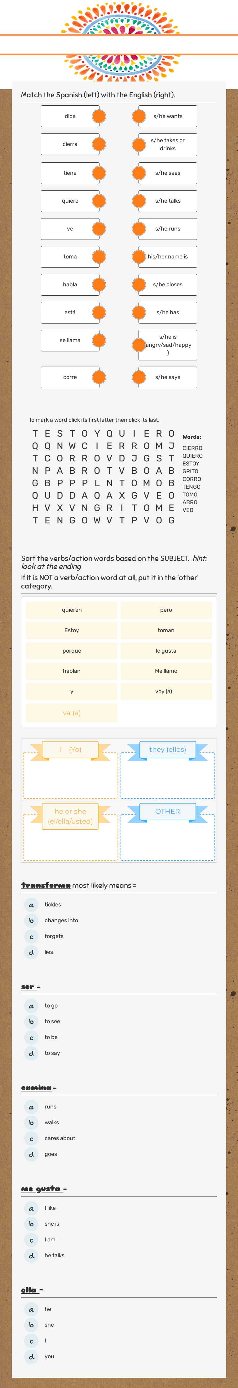 SOMOS: (units 1-5) worksheet preview image