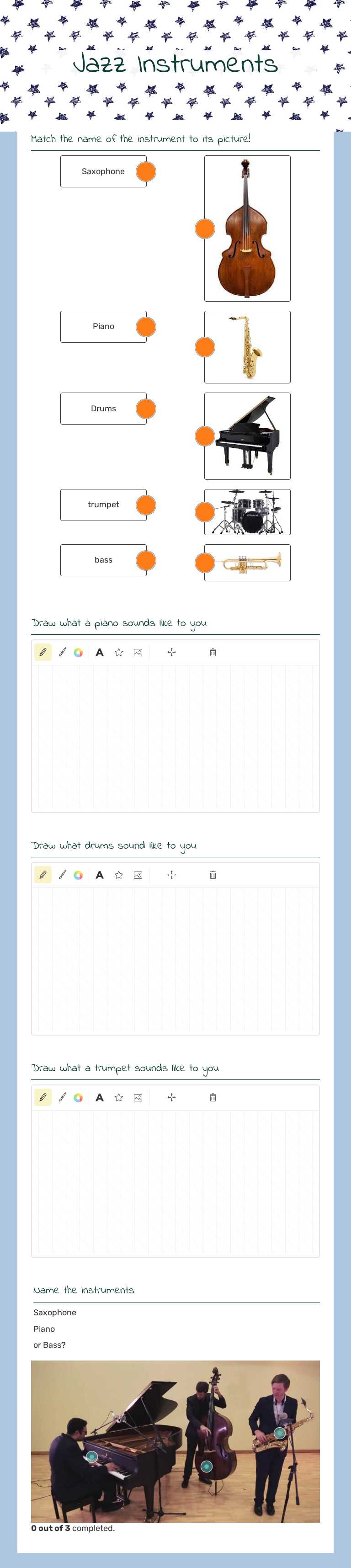 Jazz Instruments Grade 5 worksheet preview