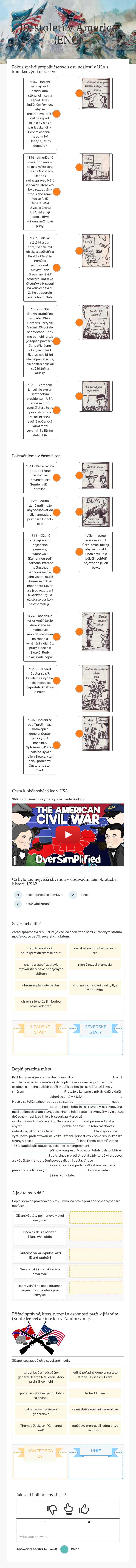19. století v Americe (ENG) worksheet preview image