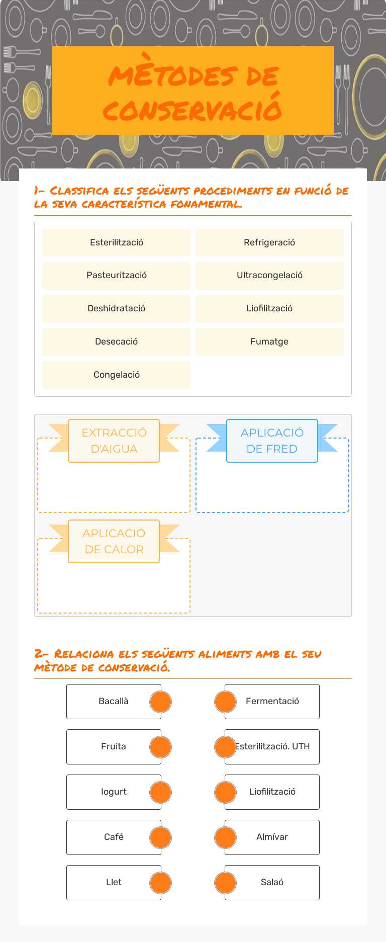 mÈtodes de conservació worksheet preview image
