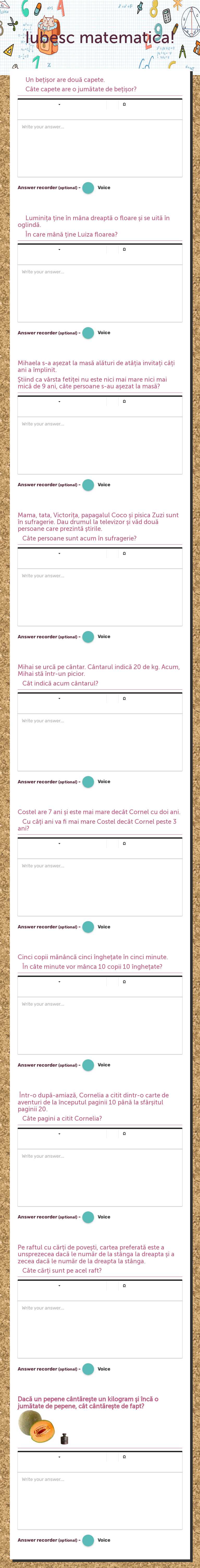 Iubesc matematica! worksheet preview image