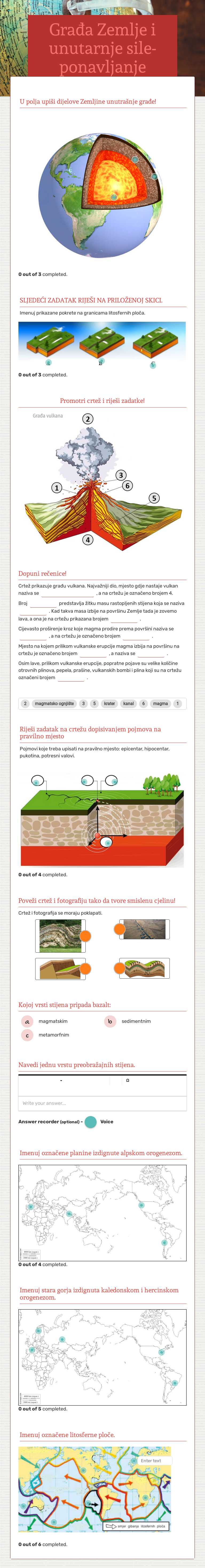 Građa Zemlje i unutarnje sile-ponavljanje worksheet preview image