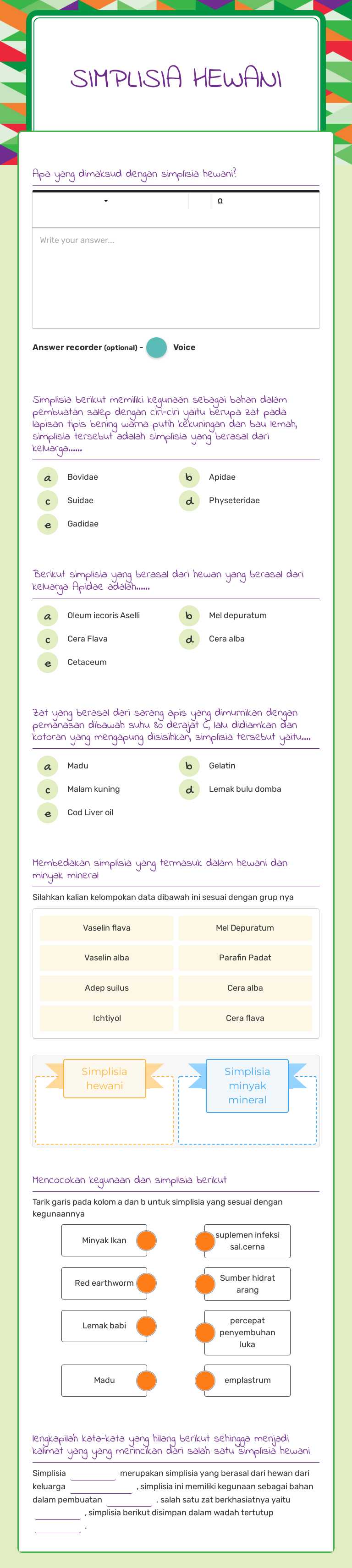 simplisia hewani worksheet preview image