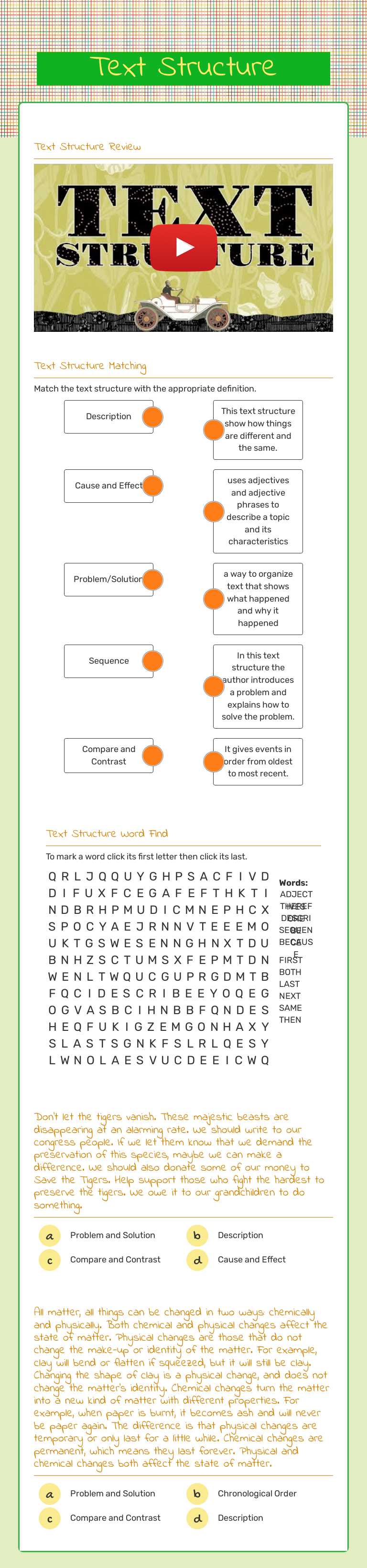 Text Structure by Lisa Smith | Interactive Worksheet | Wizer.me