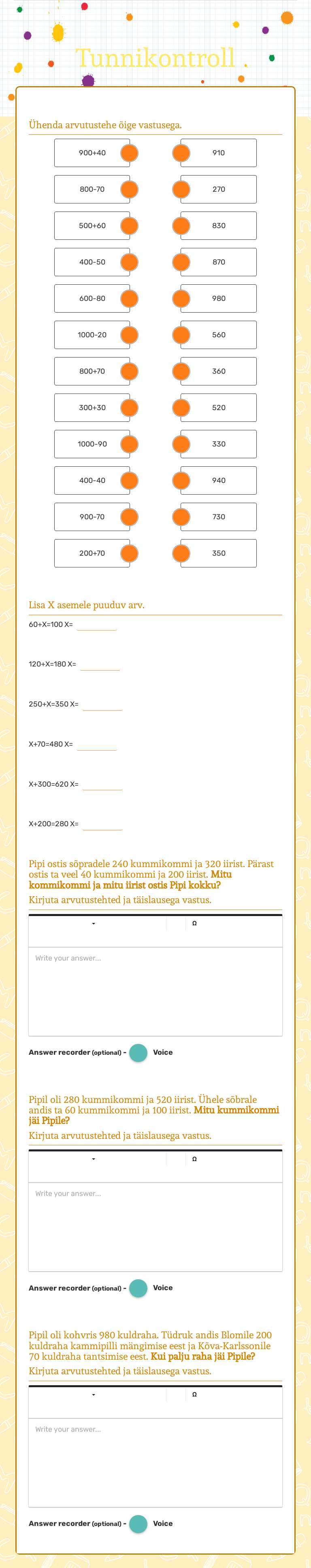 Tunnikontroll Grade 2 worksheet preview
