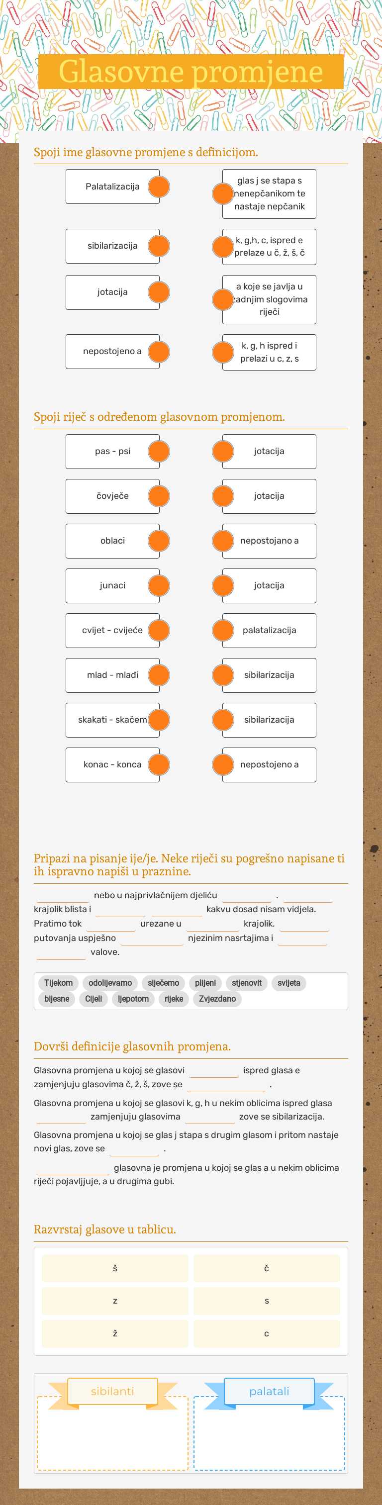 Glasovne promjene Grade 8 worksheet preview