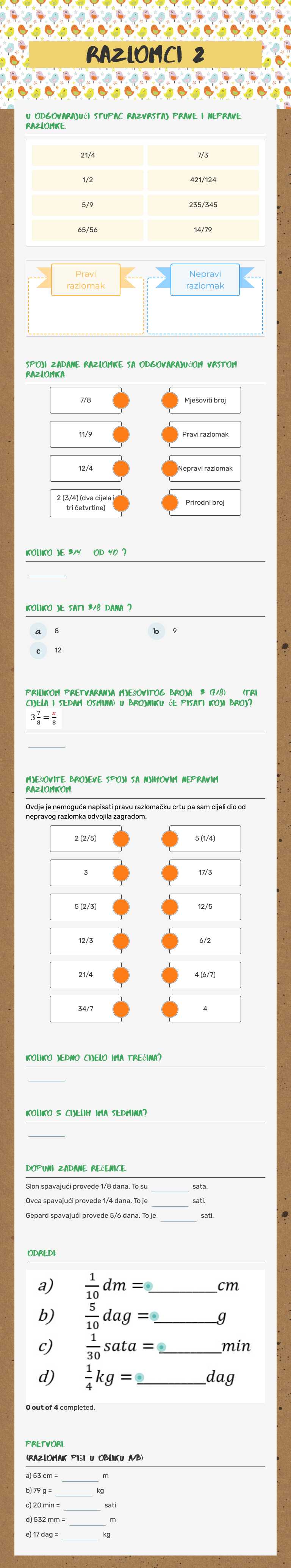 Razlomci 2 worksheet preview image