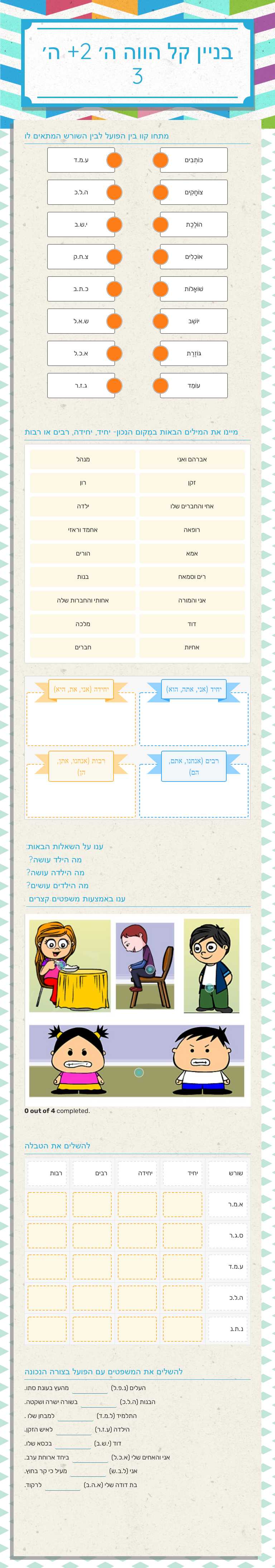 בניין קל
הווה
ה׳ 2+ ה׳ 3 Grade 5 worksheet preview