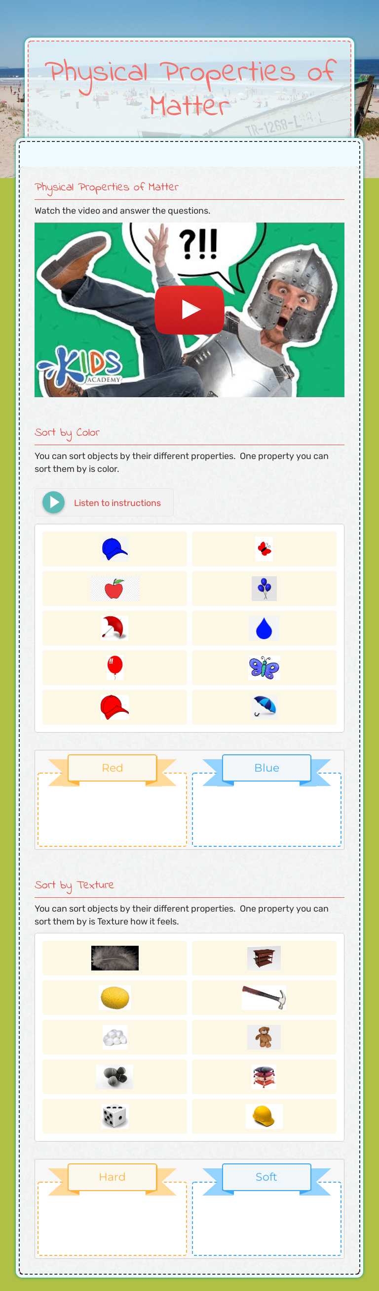 Physical Properties of Matter worksheet preview image