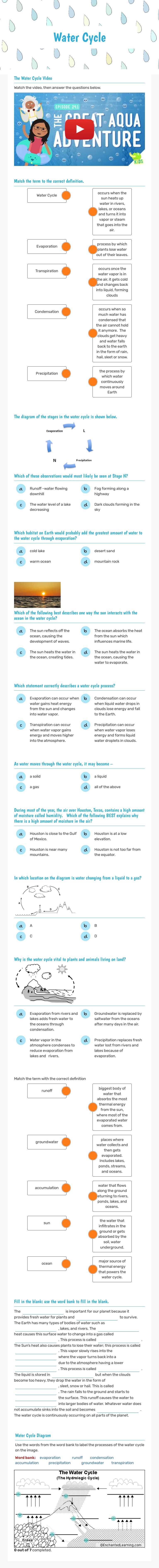 Water Cycle Grade 5 worksheet preview
