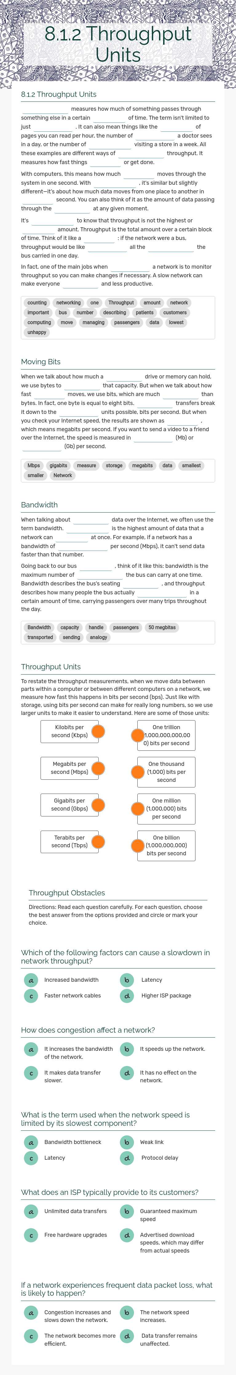 8.1.2 Throughput Units worksheet preview image