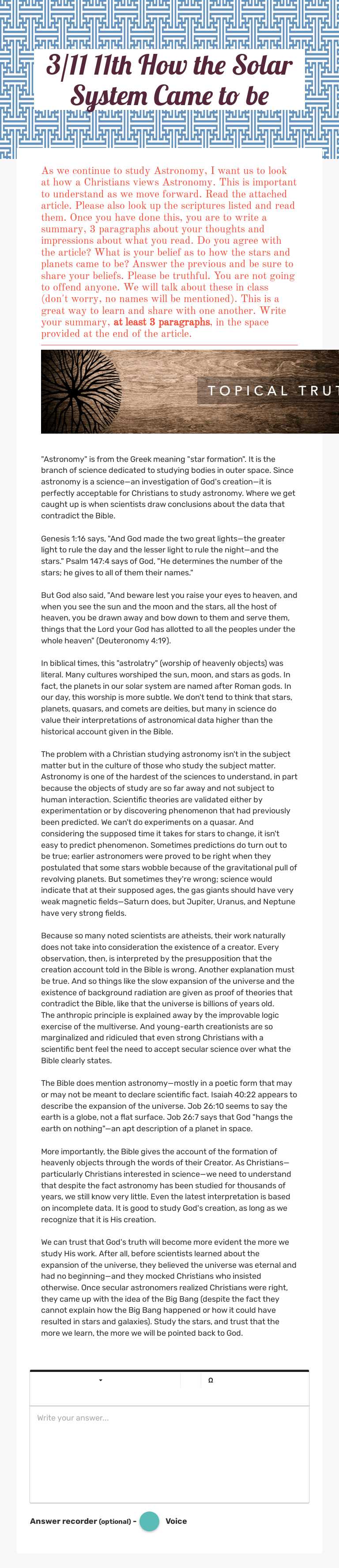 3/11 11th How the Solar System Came to be worksheet preview image
