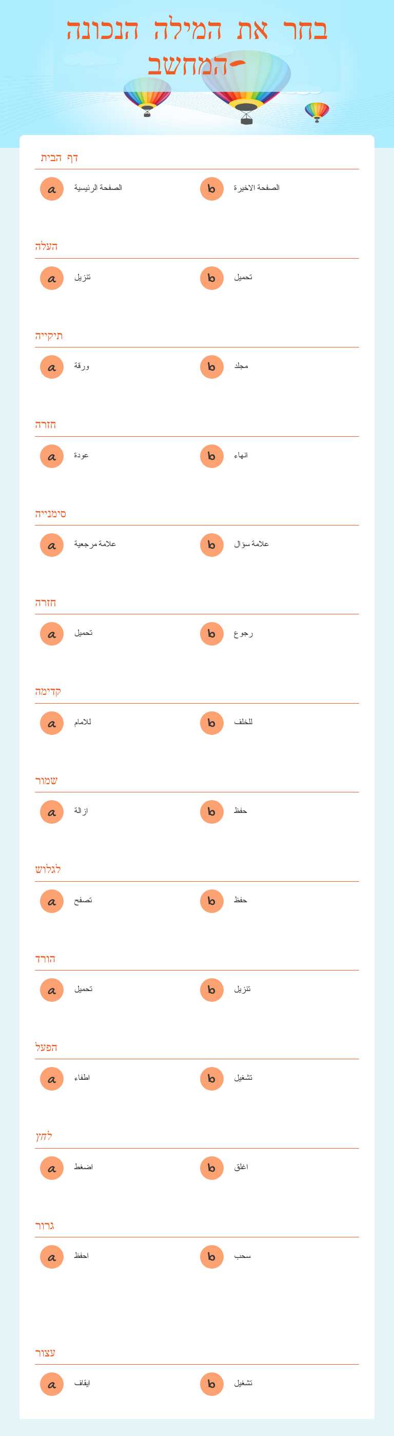 בחר את המילה הנכונה -המחשב worksheet preview image