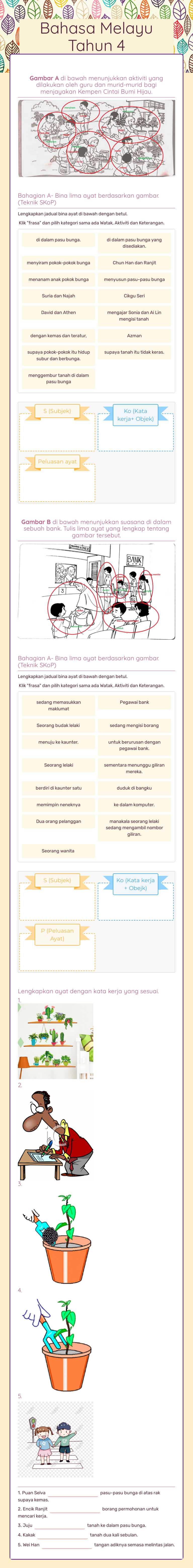 Bahasa Melayu                  Tahun 4 worksheet preview image