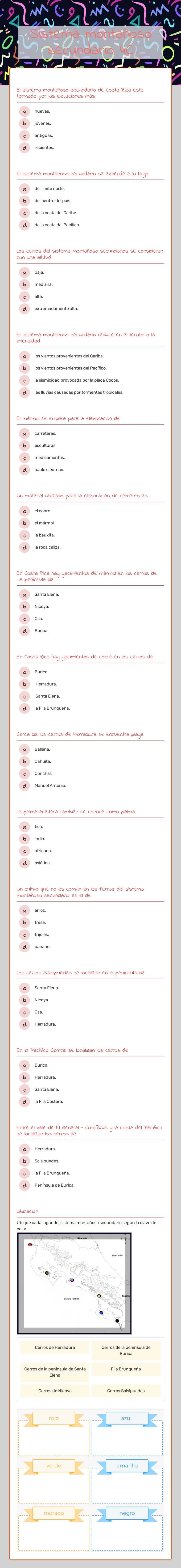 Sistema montañoso secundario 4C worksheet preview image