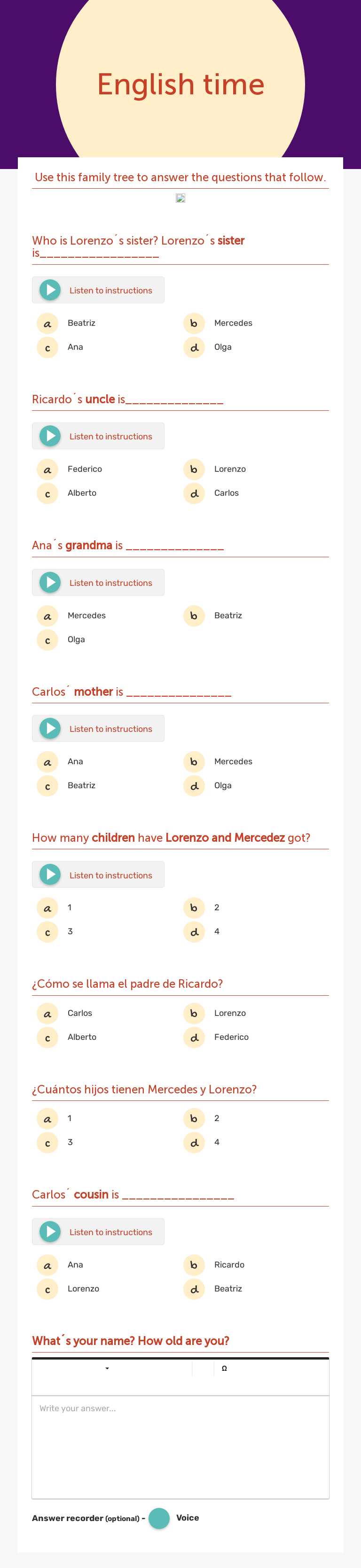 English time worksheet preview image