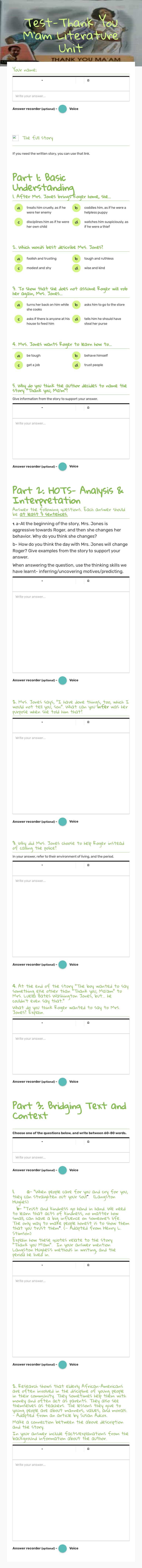 Test-Thank You M'am
Literature Unit worksheet preview image