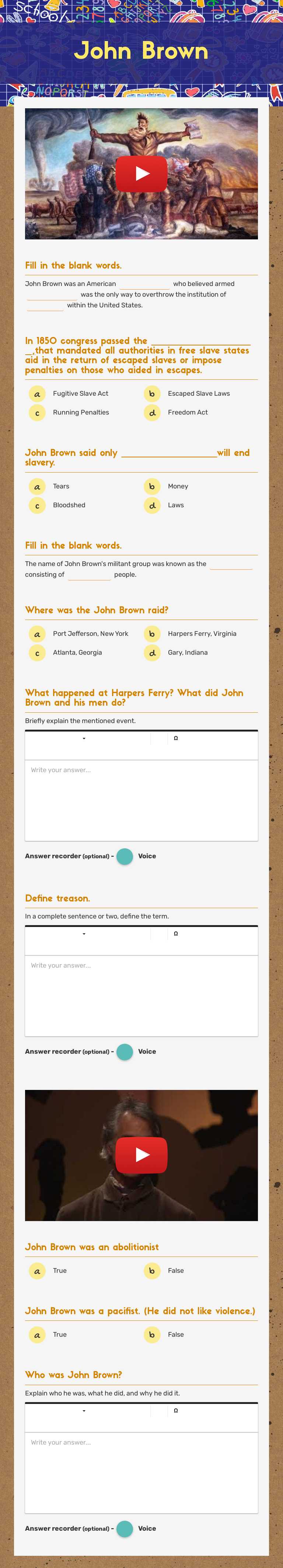 John Brown Grade 7 worksheet preview