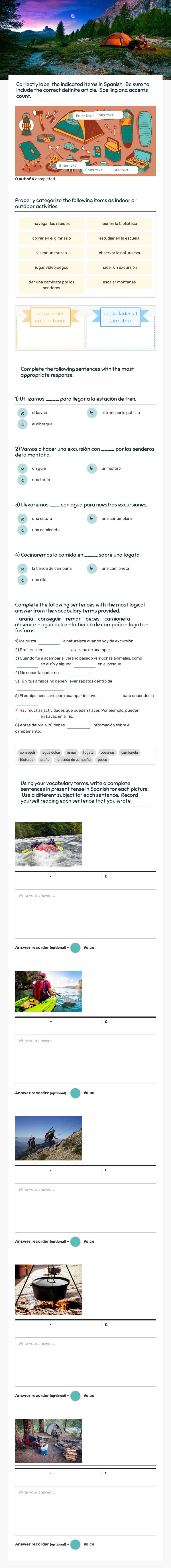 A Acampar worksheet preview image