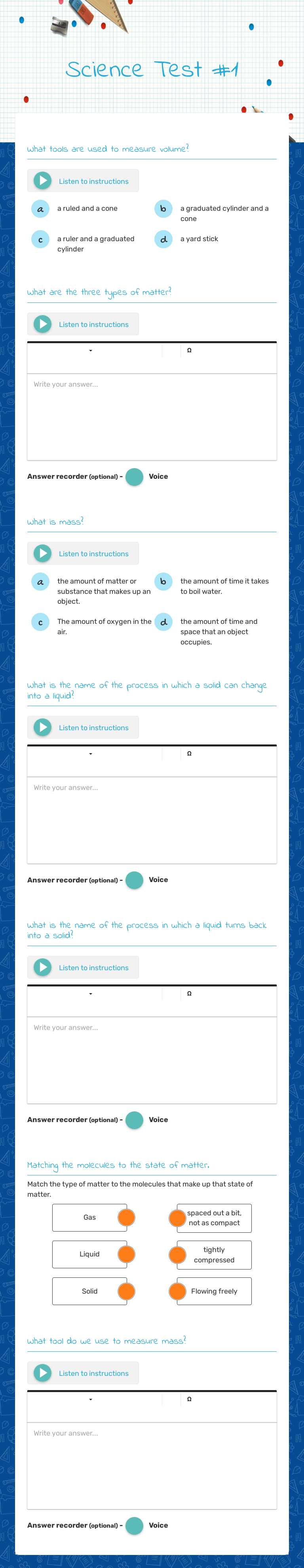 Science Test #1 worksheet preview image