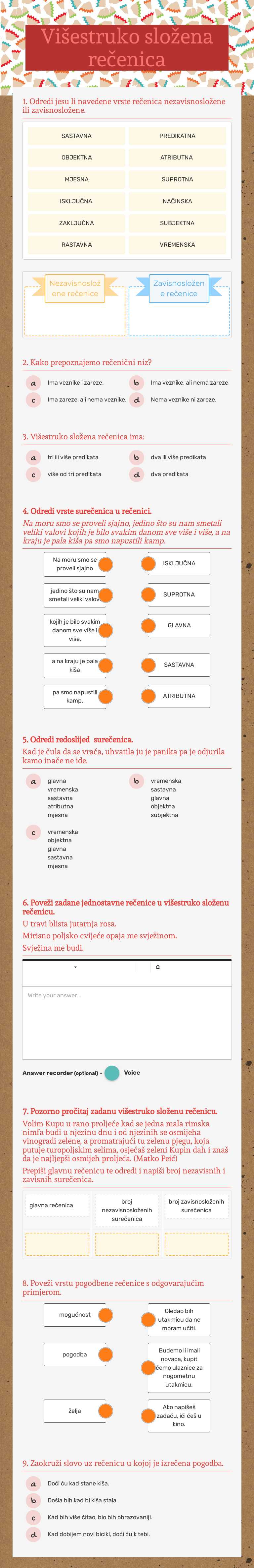 Višestruko složena rečenica worksheet preview image