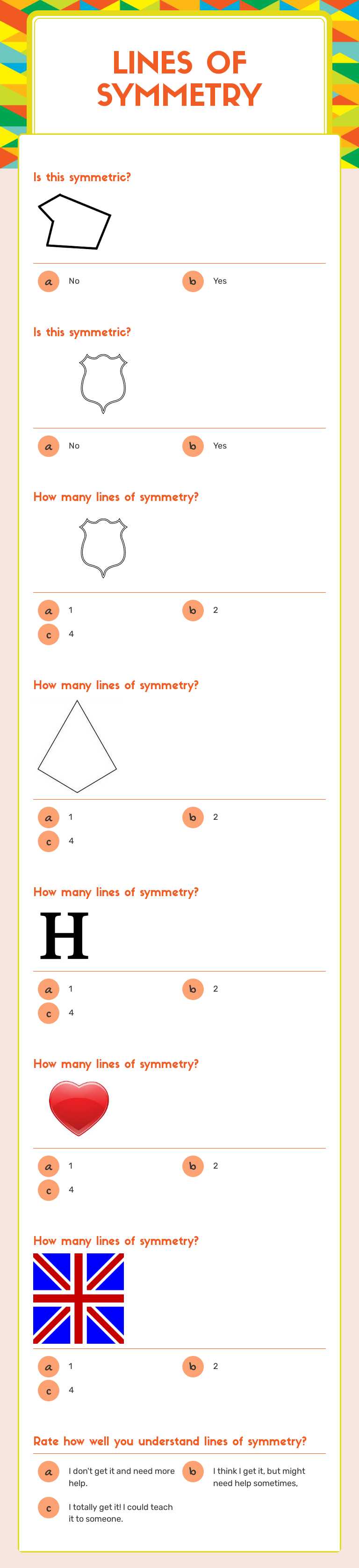 Lines of Symmetry worksheet preview image