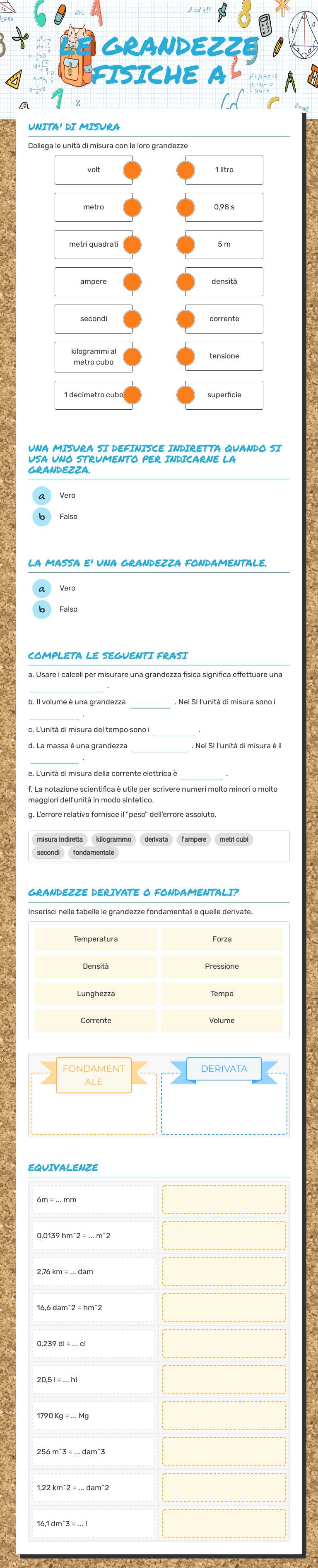 LE GRANDEZZE FISICHE A Grade 5 worksheet preview