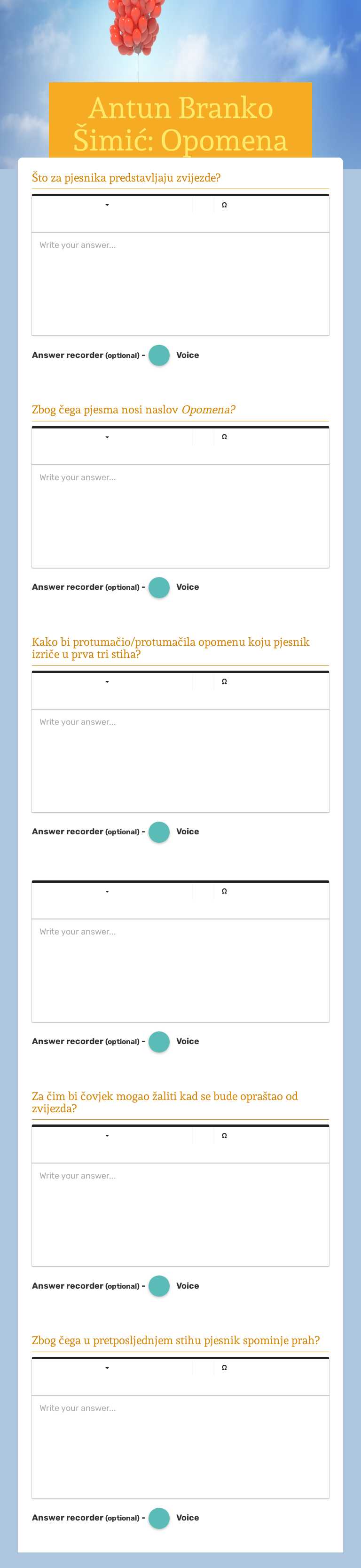 Antun Branko Šimić: Opomena Grade 8 worksheet preview