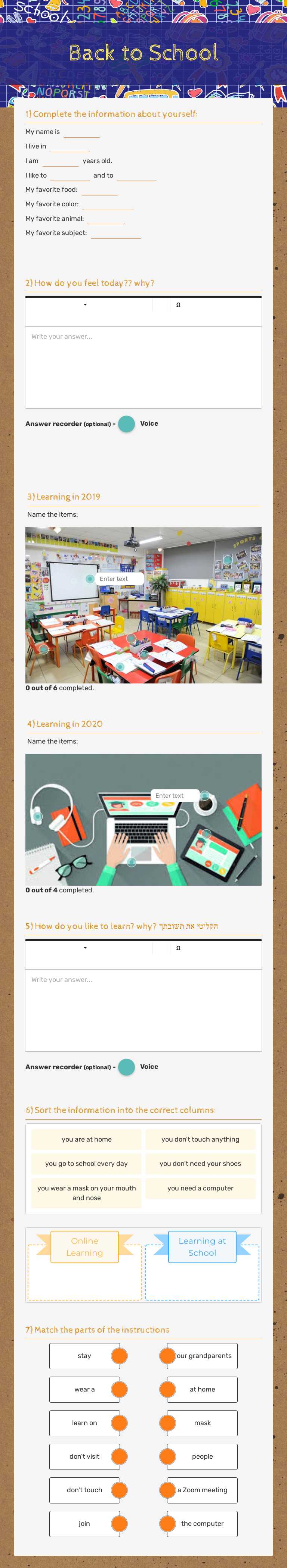 Back to School Grade 8 worksheet preview